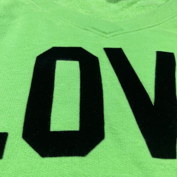 Vintage Y2K Victoria’s Secret PINK Neon Green V Neck Sweatshirt - Picture 4 of 7